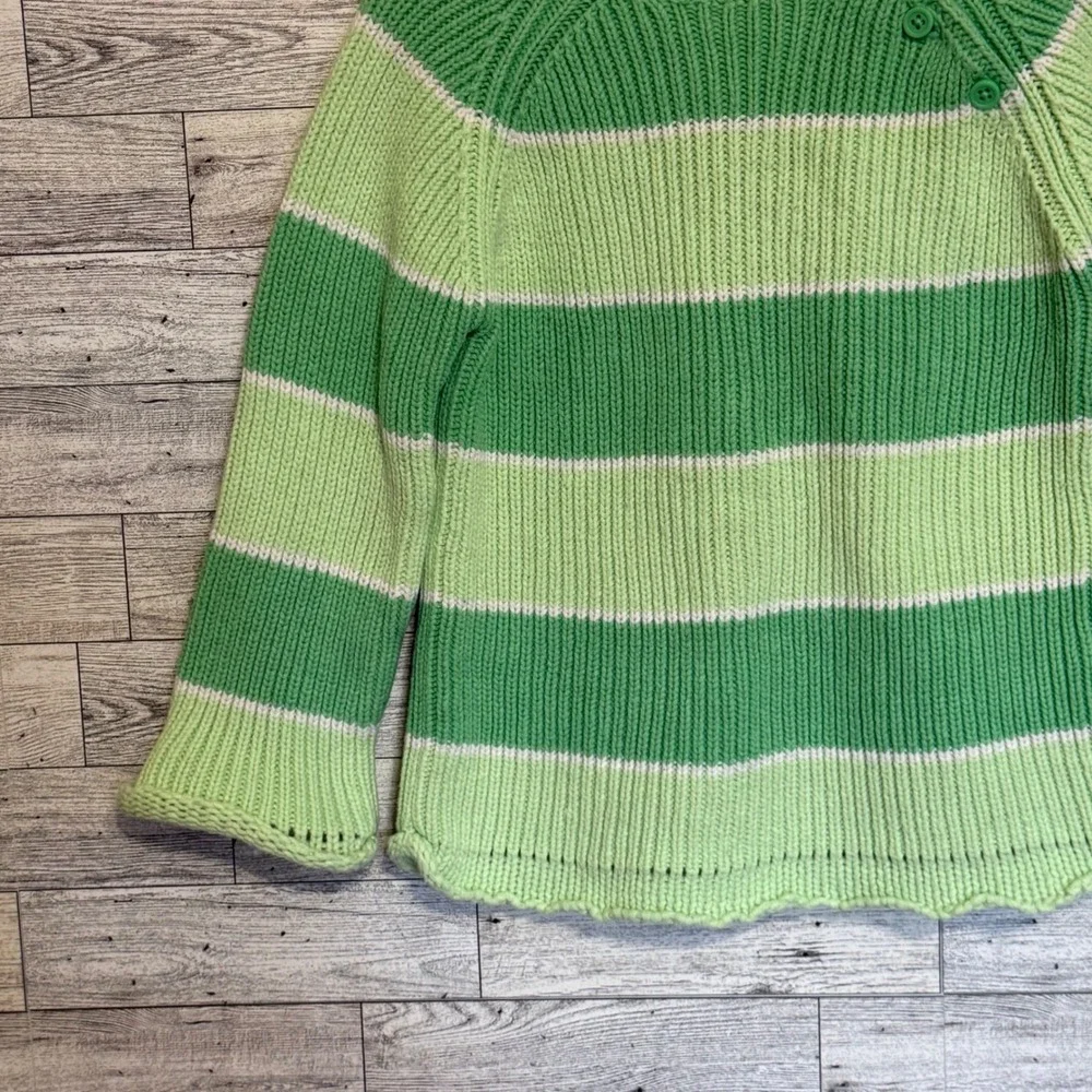 The Childrens Place Girls Green Striped Knit Sweater Sz-4T Buttons, Soft, Cozy‎